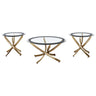 Brooke - Round Coffee Table Set Gold 3 Pc. Coffee Table, 2 End Tables by Coaster Fine Furniture | Bel Furniture