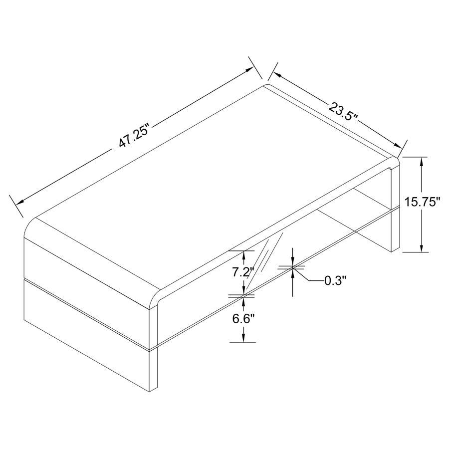 Airell - Rectangular Coffee Table With Shelf - White High Gloss