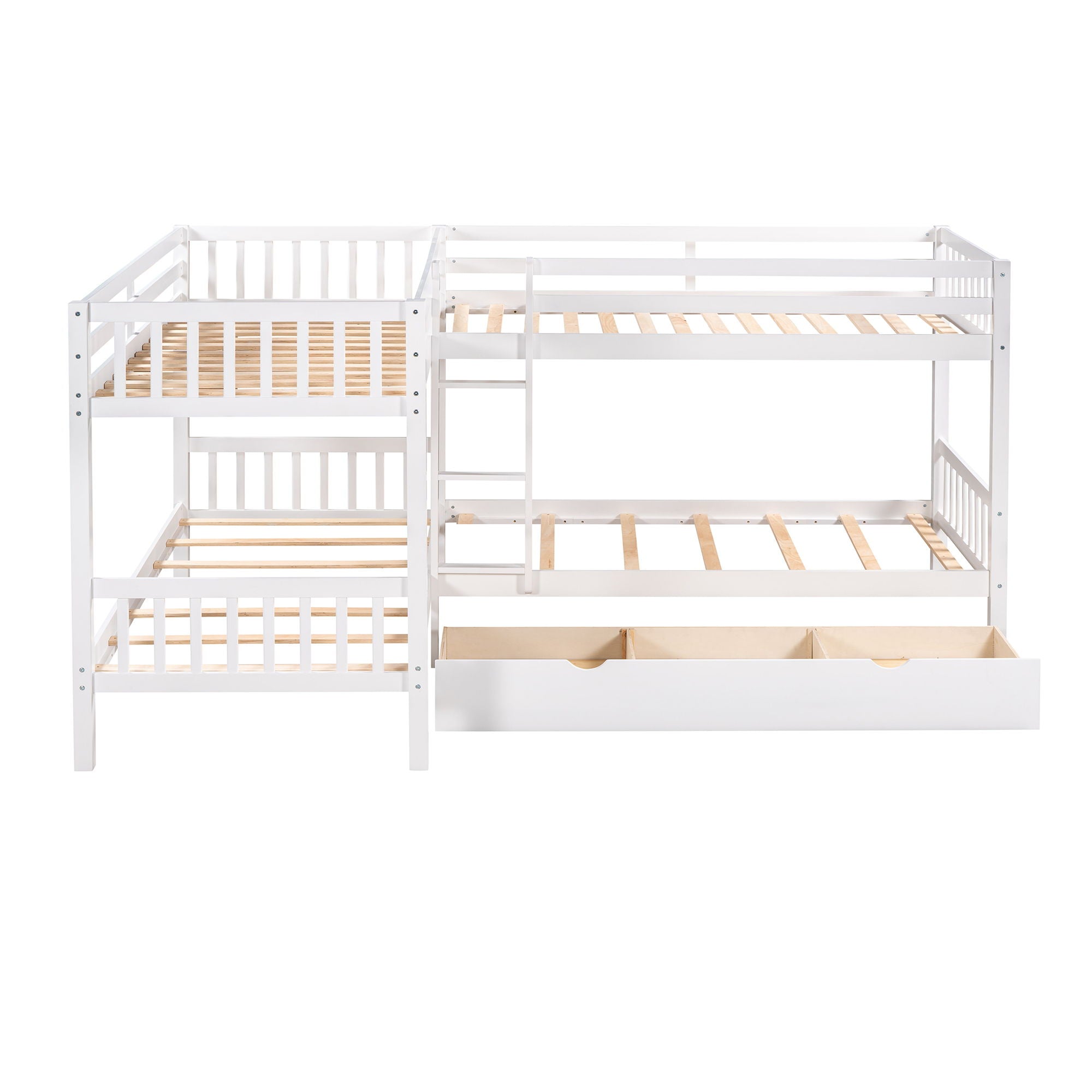 Twin L Shaped Bunk Bed With Drawers