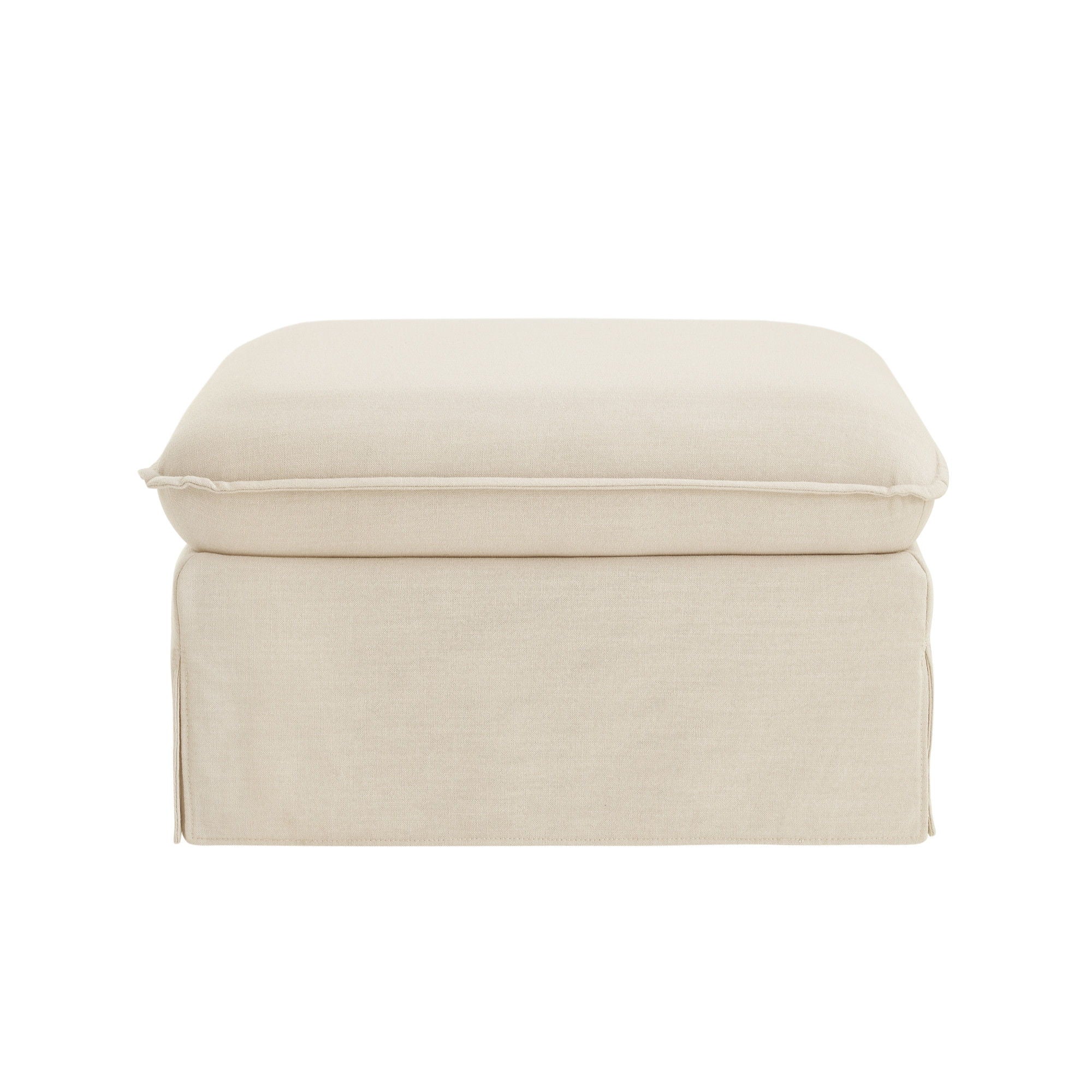 Linen Ottoman - Beige