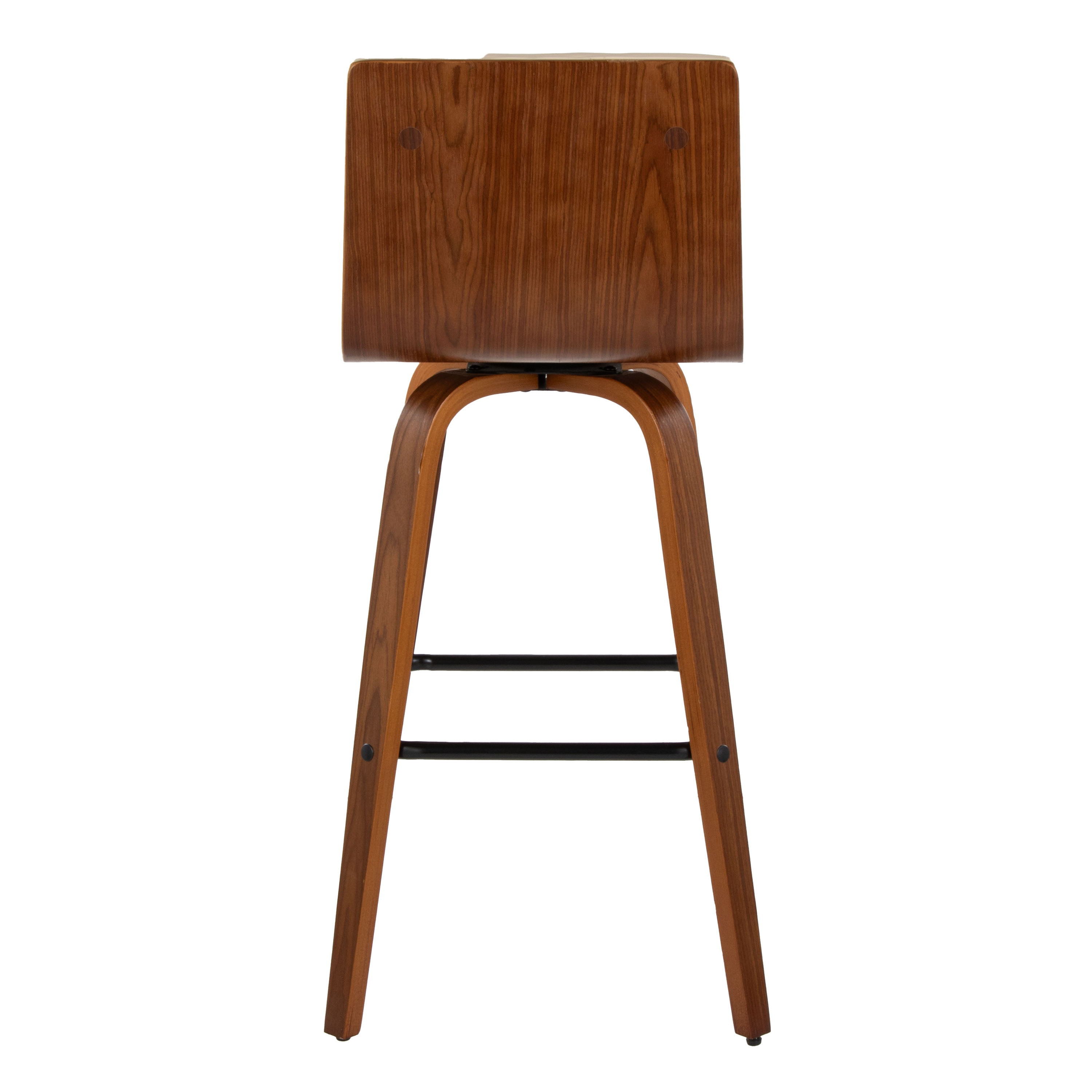 Vasari - Mid Century Modern Fixed Height Barstool With Swivel With Square Footrest (Set of 2)