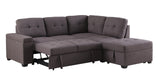 Katie - Linen Sleeper Sectional Sofa With Storage Ottoman, Storage Arm - Brown by Lilola Home | Bel Furniture