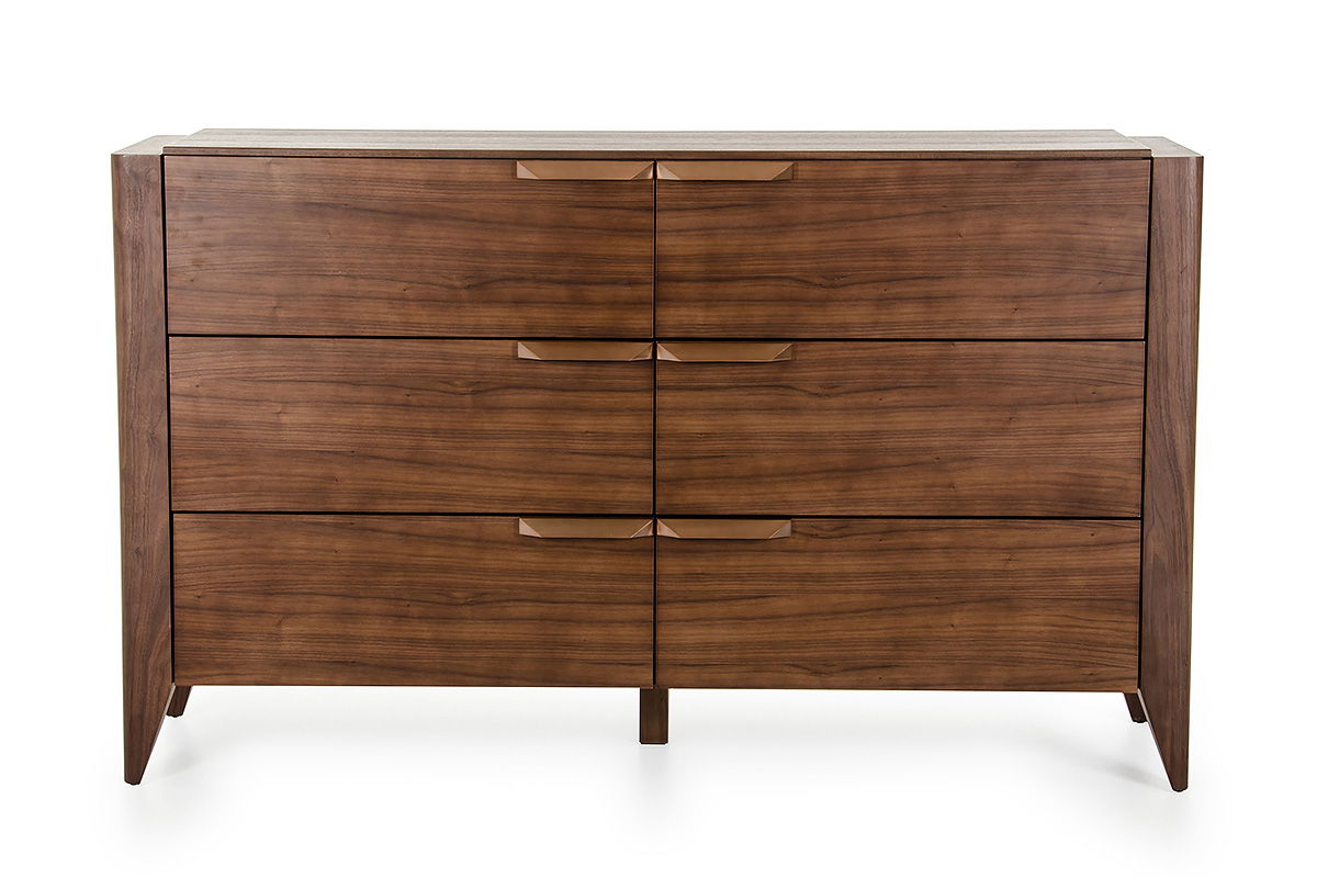 Veneer And Dresser With 6 Drawers - Tobacco