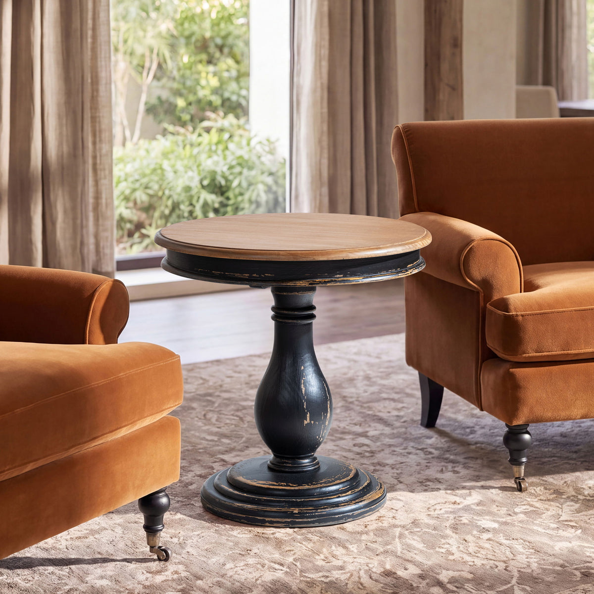 Winslow - Round Pedestal Side Table - Natural / Light Brown