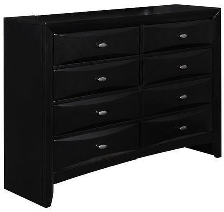 Solid Wood Eight Drawer Double Dresser - Black