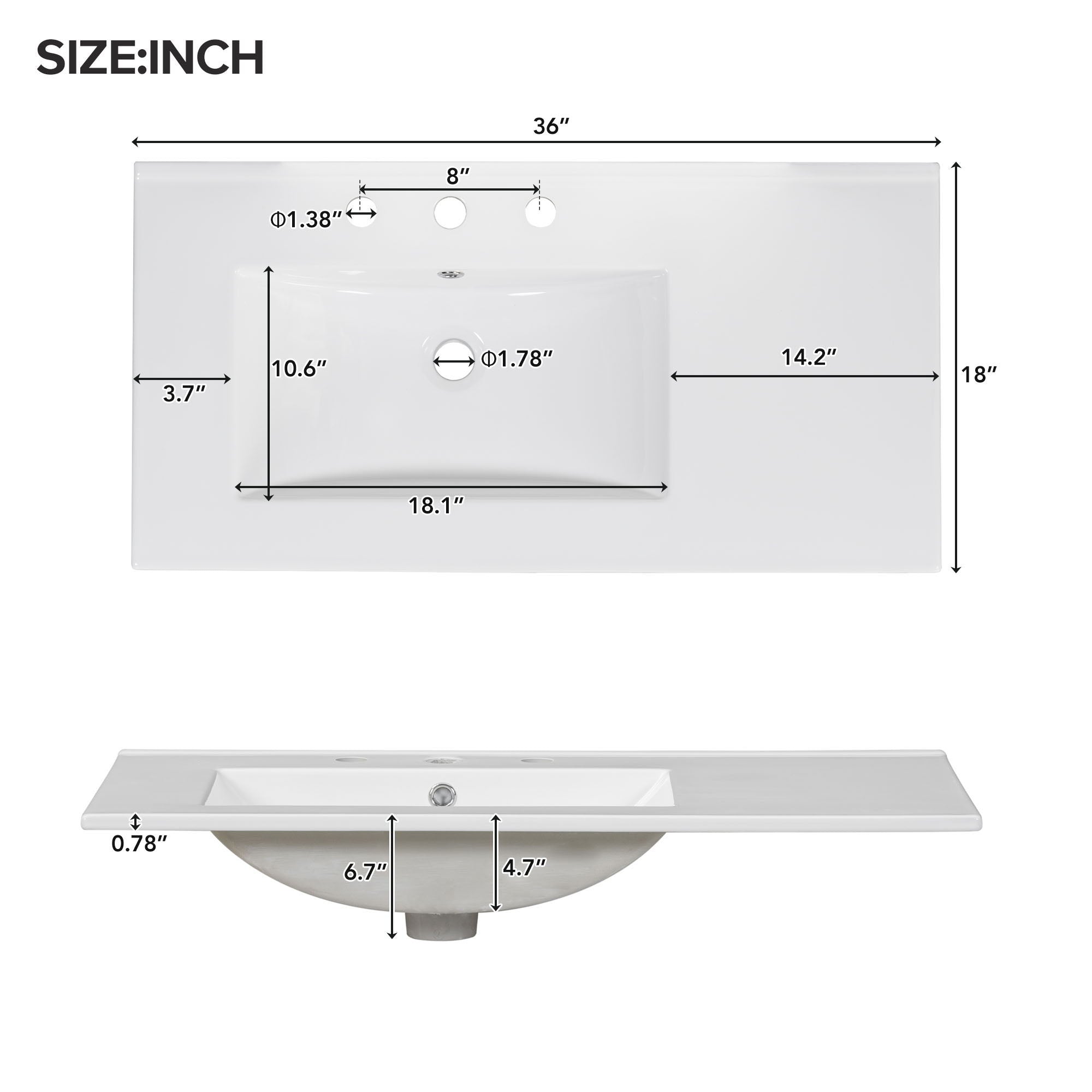 Bathroom Vanity With Ceramic Sink Combo, Abundant Storage Cabinet -2 Soft-Close Doors And 5 Drawers