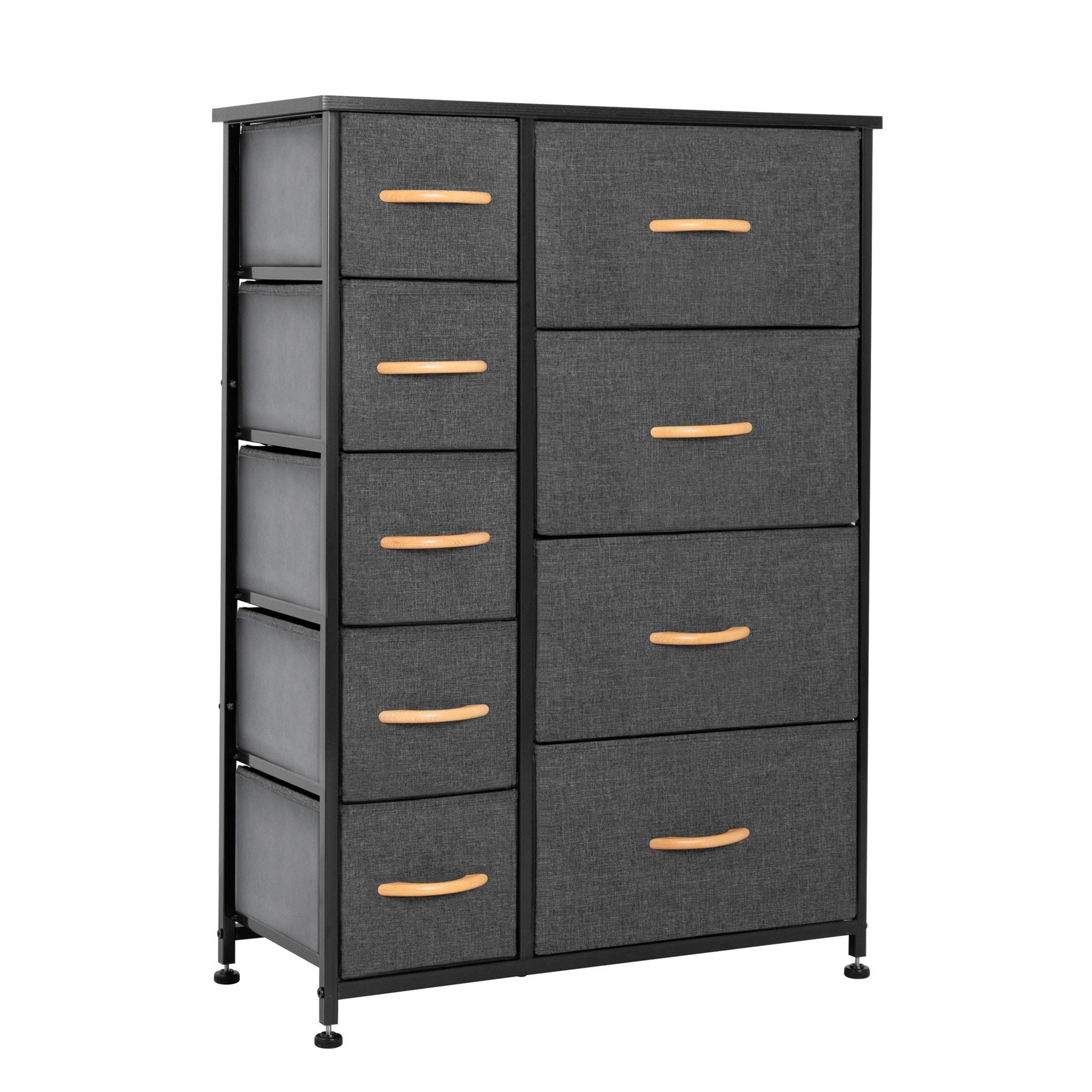 Steel And Fabric Nine Drawer Combo Dresser - Gray / Black