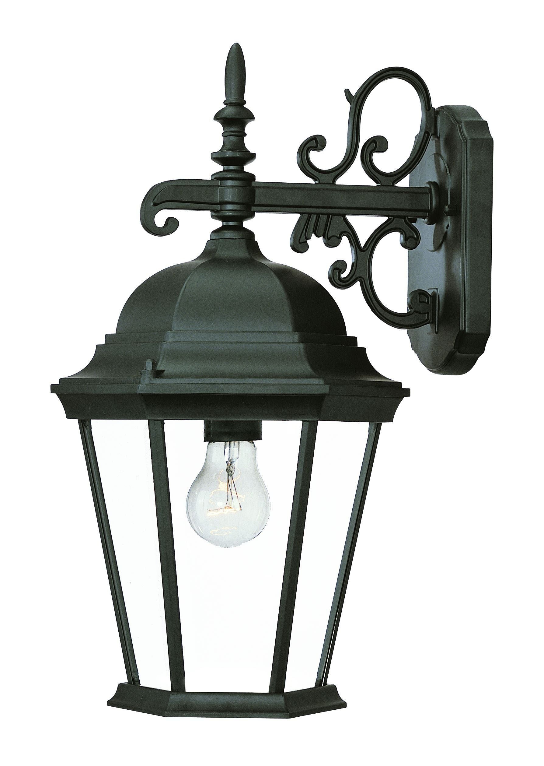 Domed Glass Hanging Lantern Wall Light - Matte Black