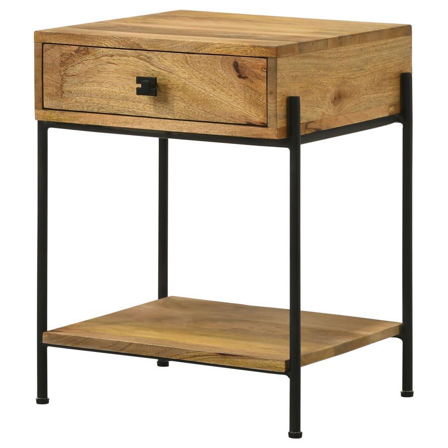 Declan - 1-Drawer Wood Accent Side Table - Natural Mango by CoasterEssence | Bel Furniture