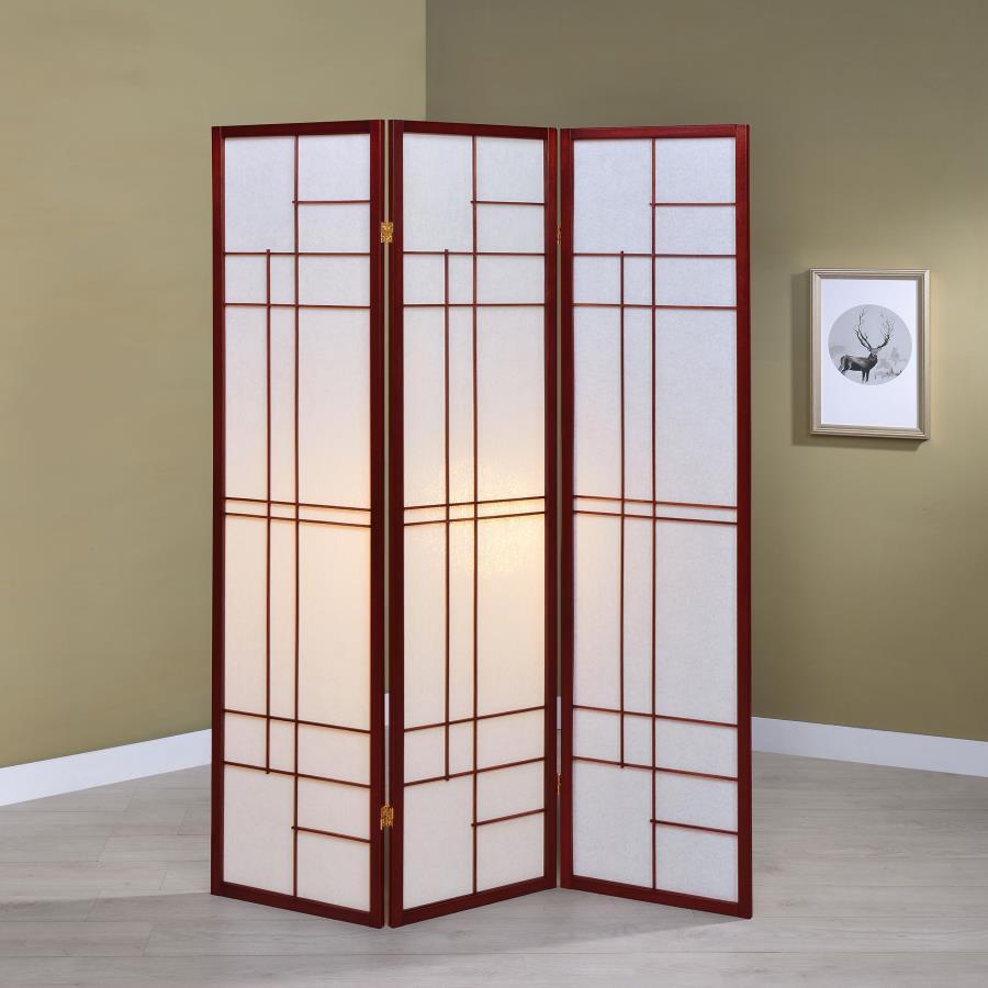 Katerina - 3-Panel Room Divider Folding Shoji Screen - Cherry by CoasterEveryday | Bel Furniture
