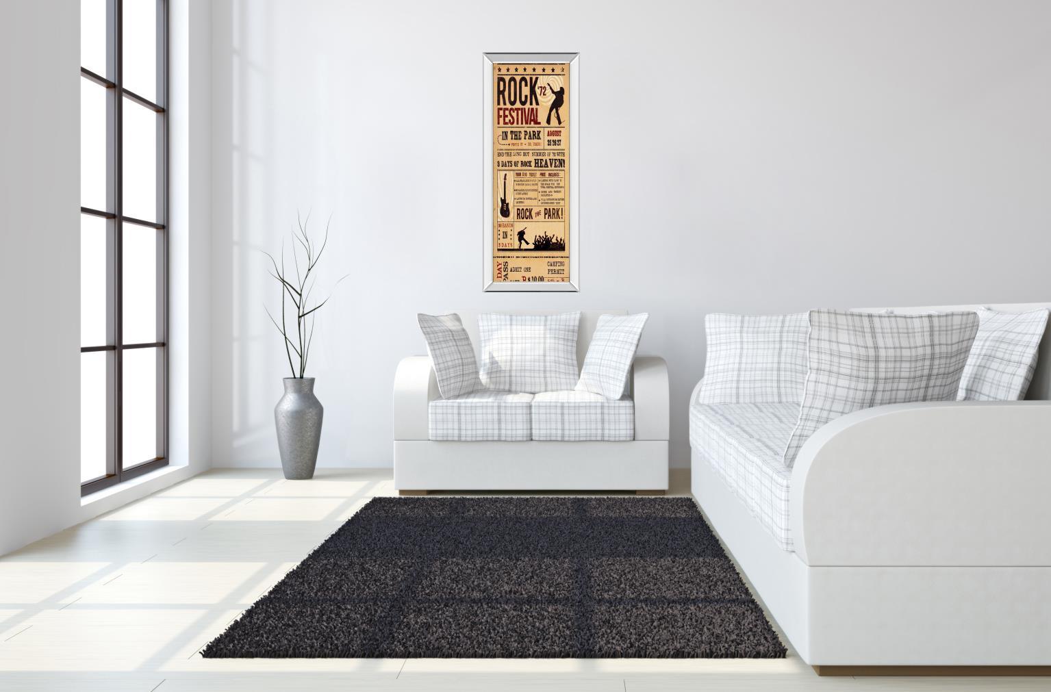 Rock Festival By The Vintage Collection - Mirrored Frame Wall Art - Light Brown