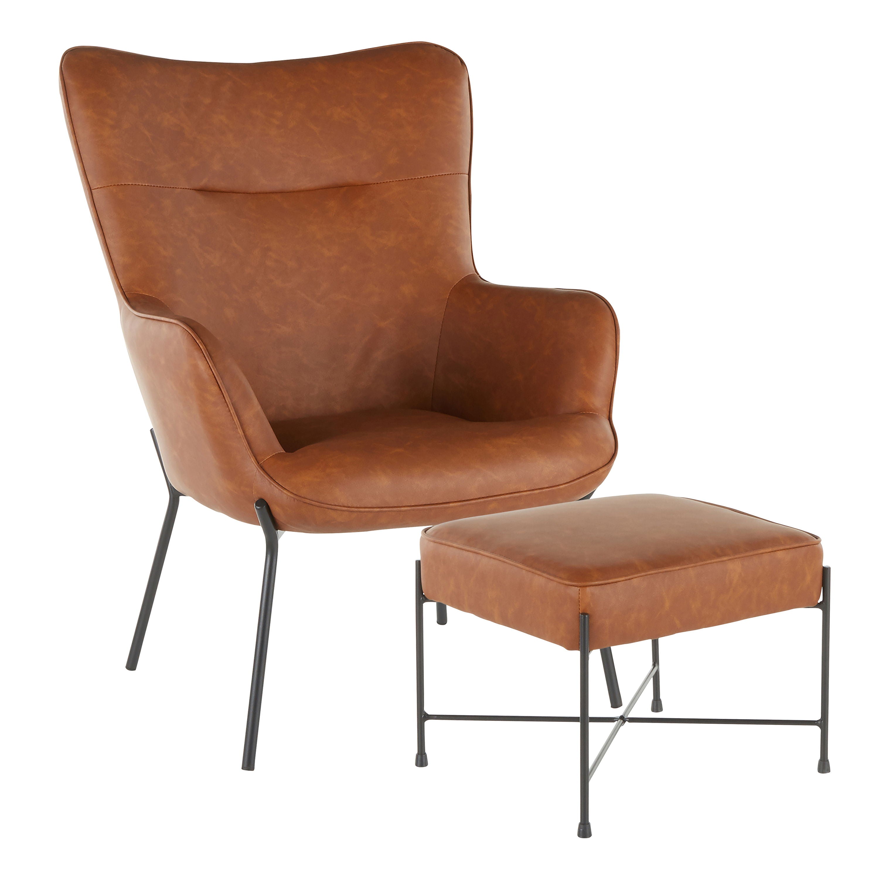 Izzy - Industrial Lounge Chair & Ottoman Set