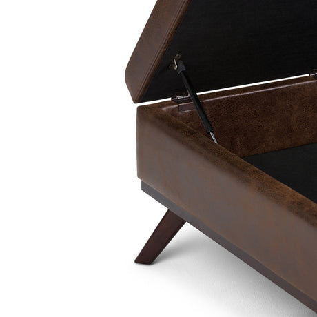 Owen - Square Coffee Table Storage Ottoman - Distressed Chestnut Brown by Simpli-Home | Bel Furniture