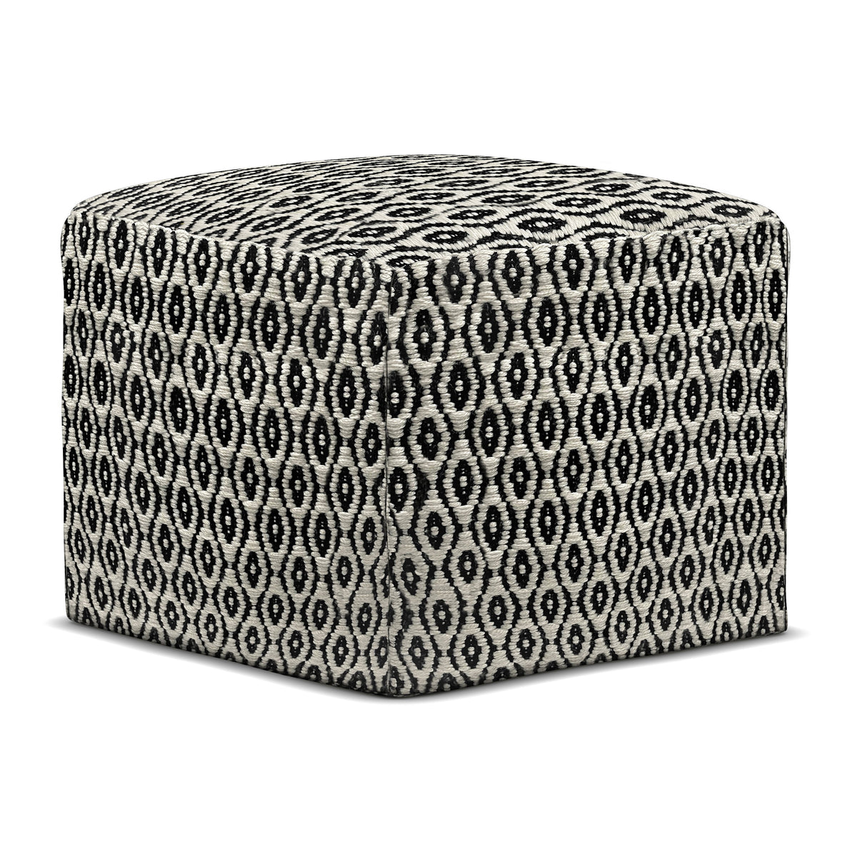 Kiana - Square Woven Outdoor / Indoor Pouf - Black / White by Simpli-Home | Bel Furniture