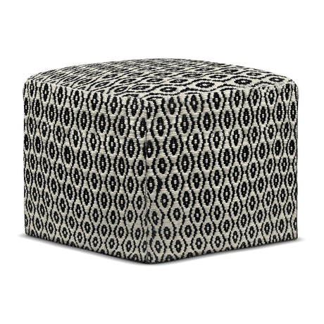 Kiana - Square Woven Outdoor / Indoor Pouf - Black / White by Simpli-Home | Bel Furniture
