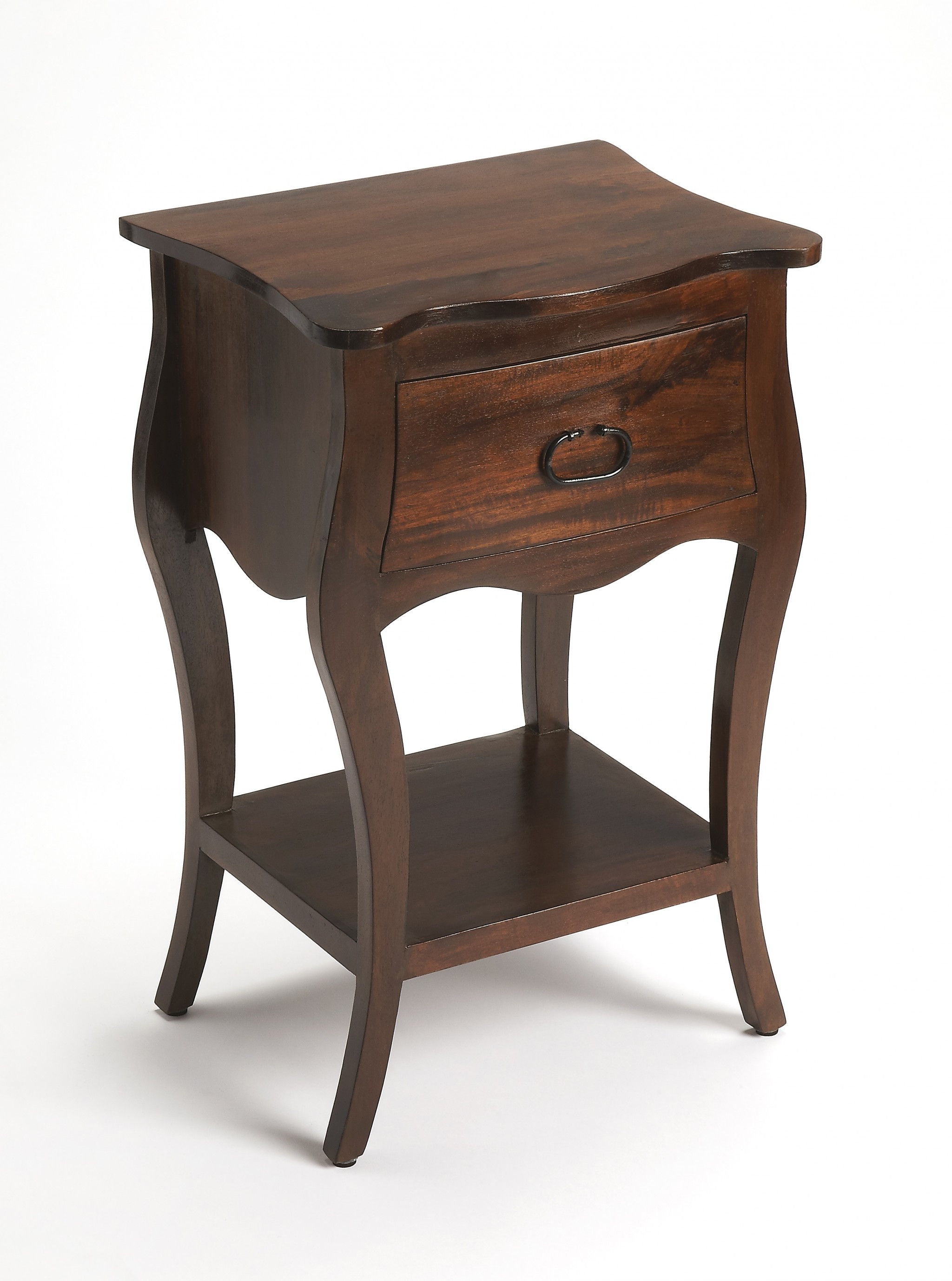 One Drawer Solid Wood Nightstand - Brown