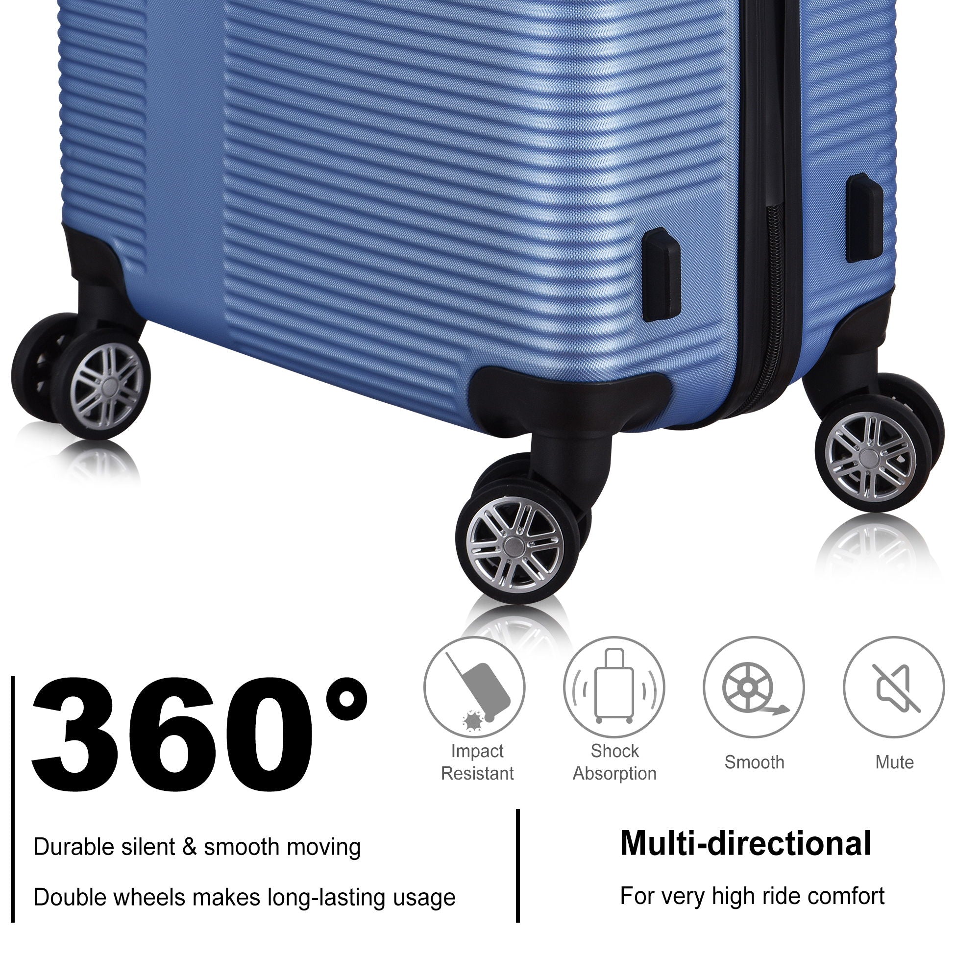 3 Piece Luggage With Tsa Lock Abs, Durable Luggage Set, Lightweight Suitcase With Hooks, Spinner Wheels Cross Stripe Luggage Sets