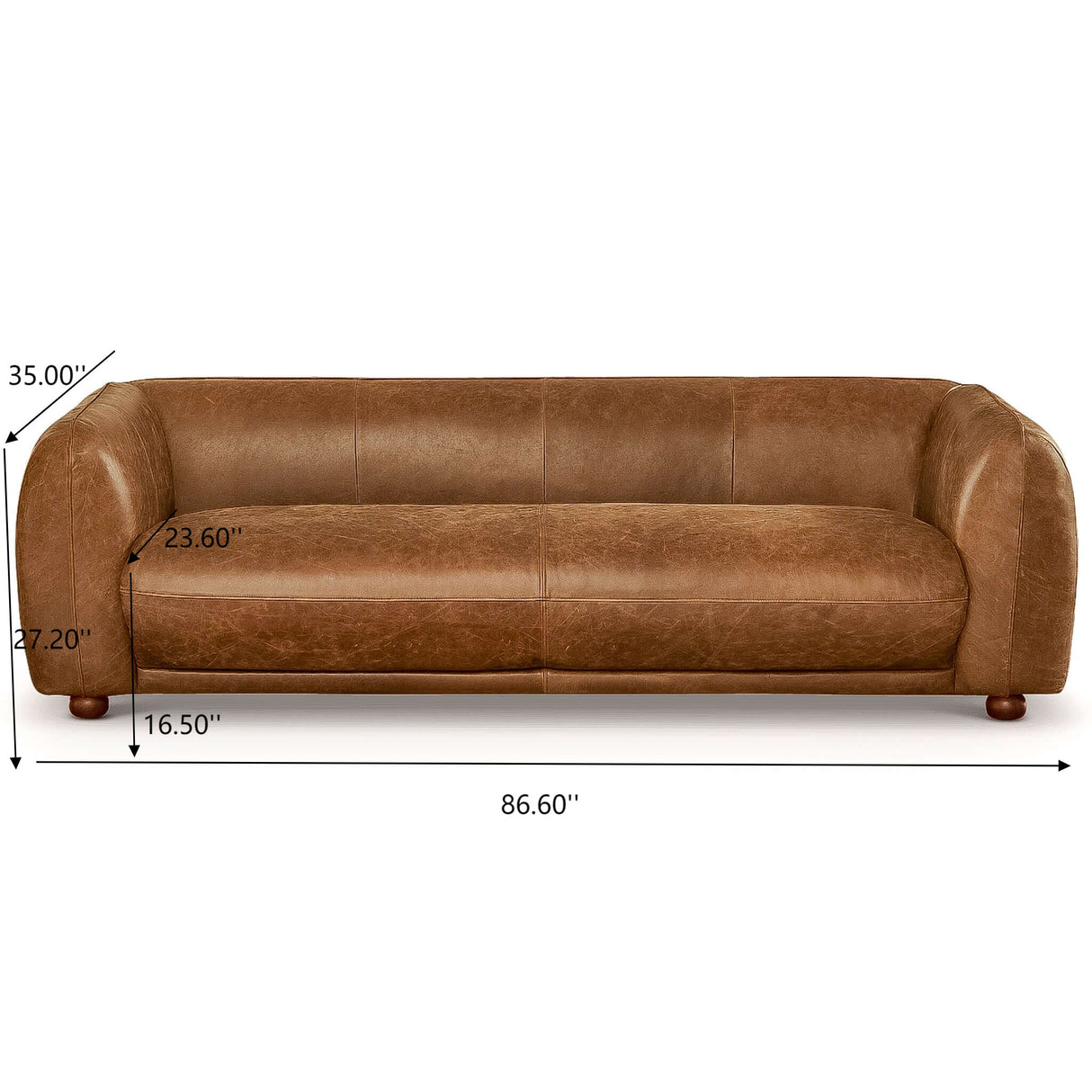 Marlon - Luxury Italian Leather Sofa - Brown / Rustic