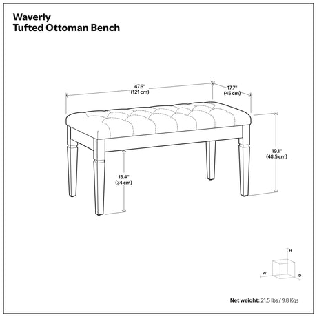 Waverly - Upholstered Tufted Ottoman Bench - view 17