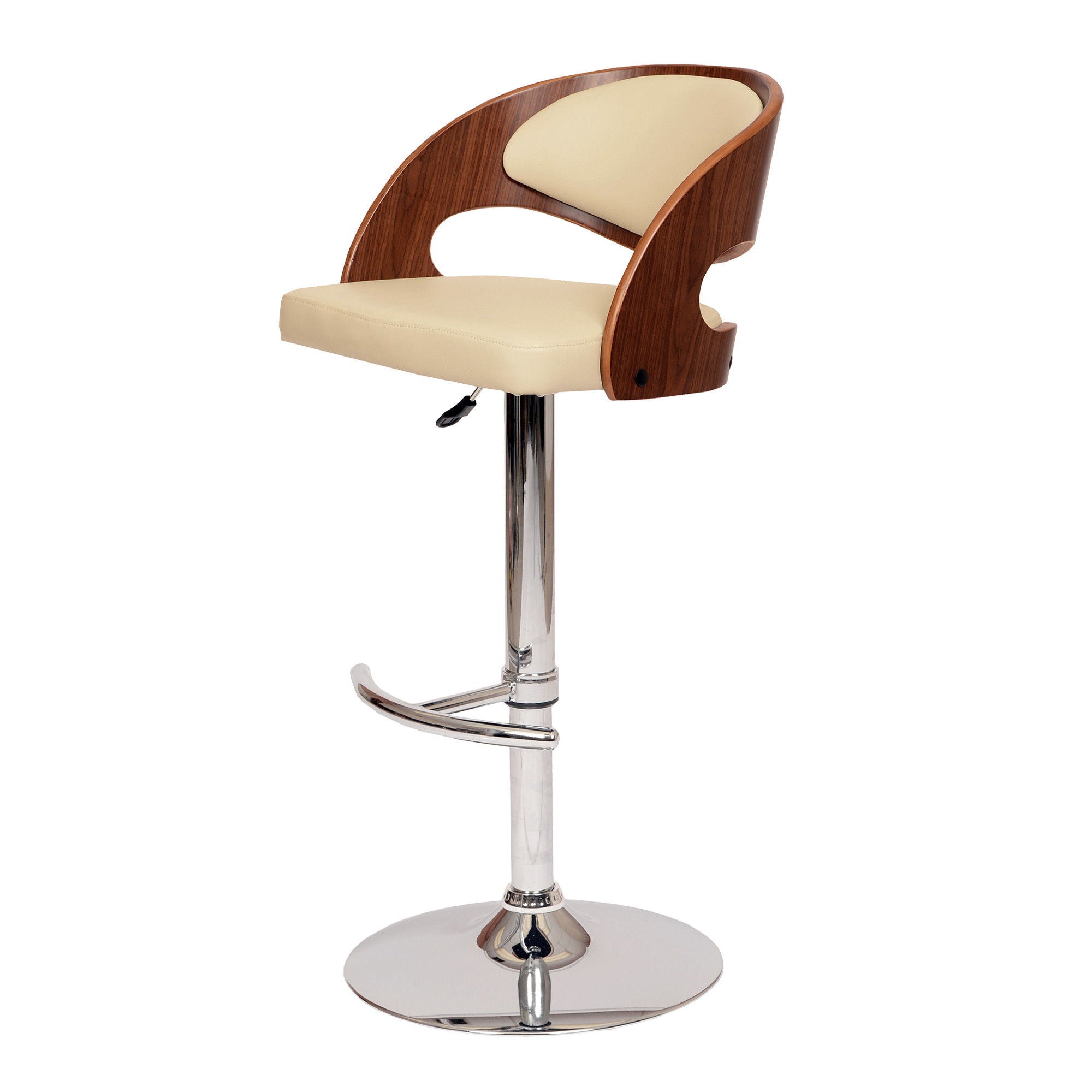 Swivel Low Back Adjustable Height Bar Chair - Cream / Brown