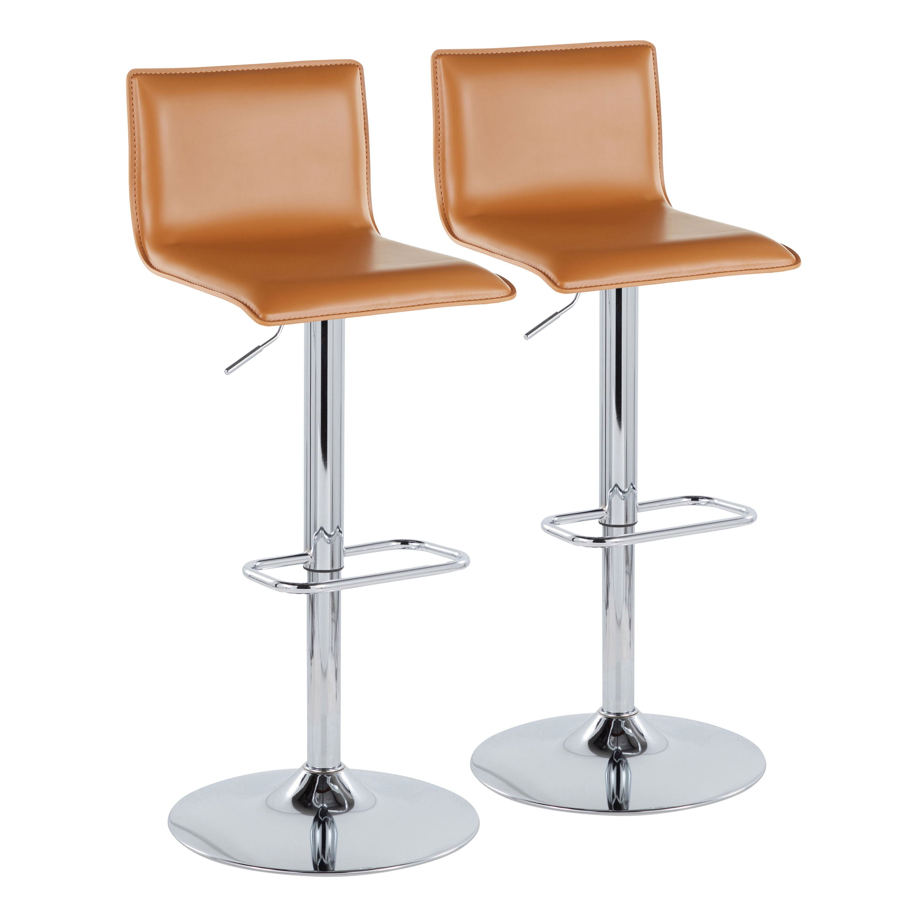 Mara - Upholste Contemporary Adjustable Barstool With Swivel With Rounded Rectangle Footrest (Set of 2)