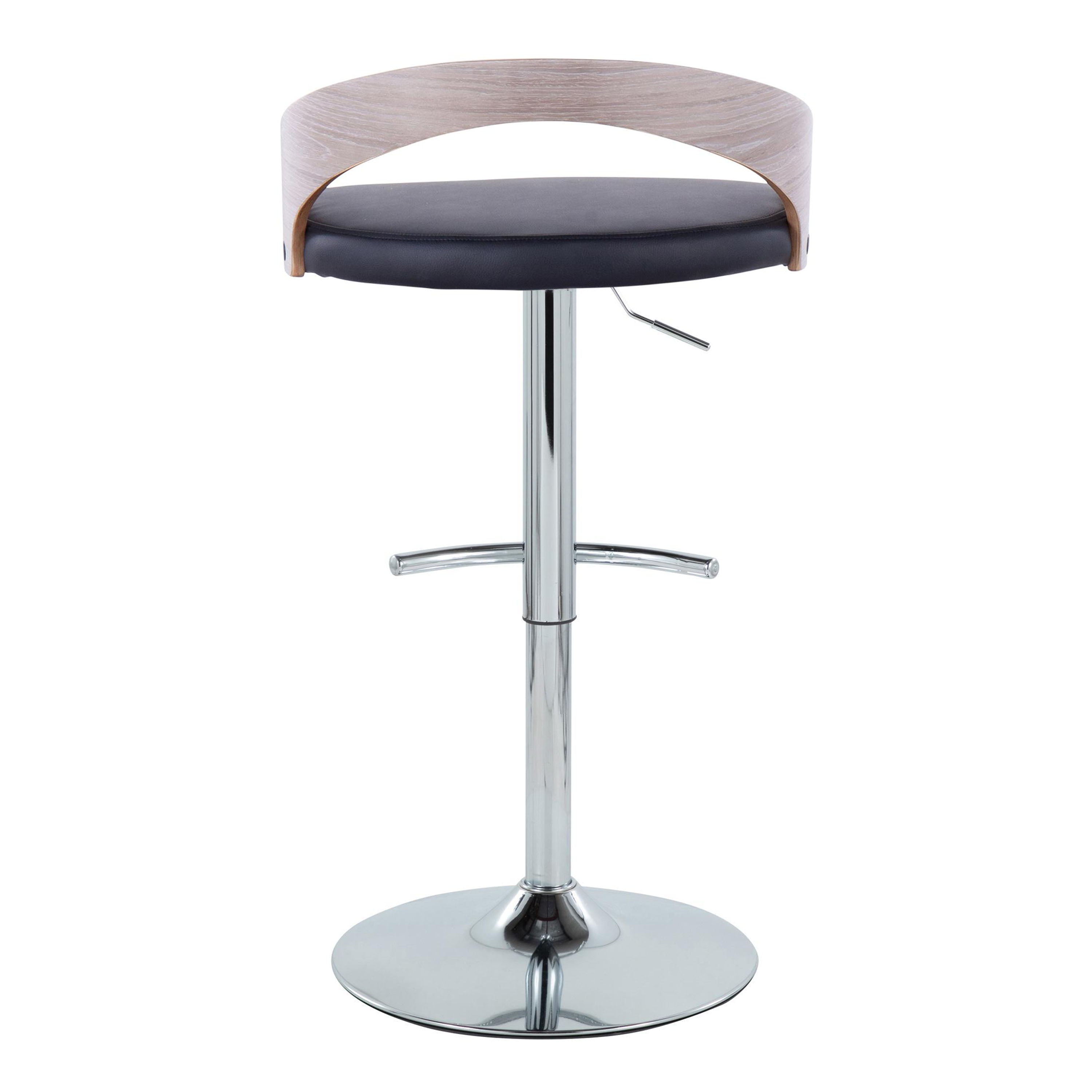 Grotto - Contemporary, Adjustable Barstool With Swivel With Rounded T Footrest (Set of 2)