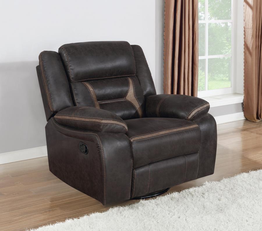 Greer - Upholstered Swivel Glider Recliner Chair by CoasterEveryday | Bel Furniture