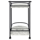 Desiree - 2-Tier Faux Marble Shelf Metal Bar Cart by CoasterEveryday | Bel Furniture
