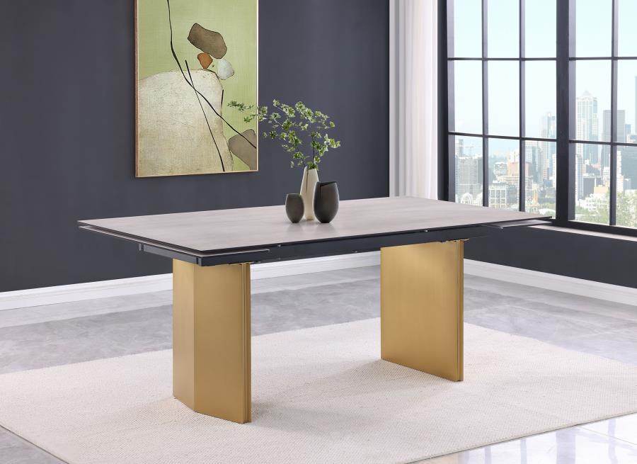 Vesa - Glass Top Extension Dining Table - Beige by Coaster Fine Furniture | Bel Furniture