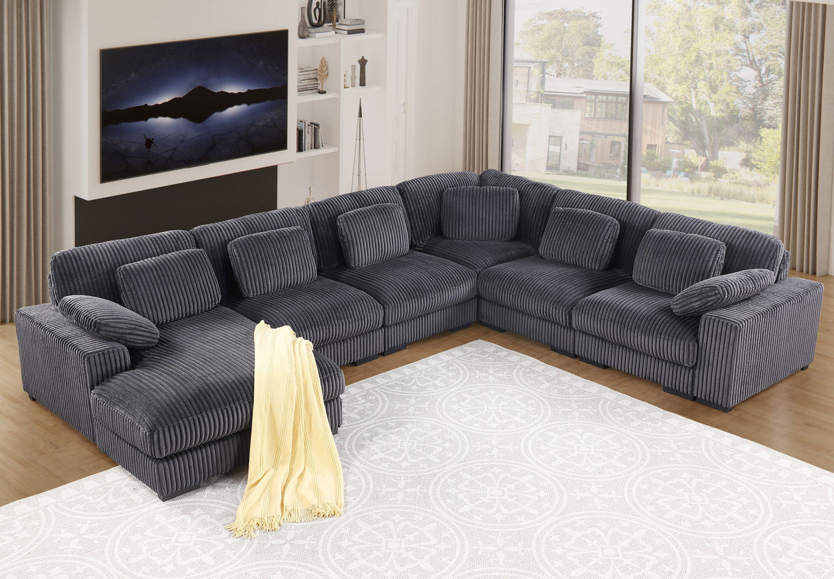 Nadine - Corduroy Modular Corner Sectional Sofa With Left Facing Chaise by Lilola Home | Bel Furniture