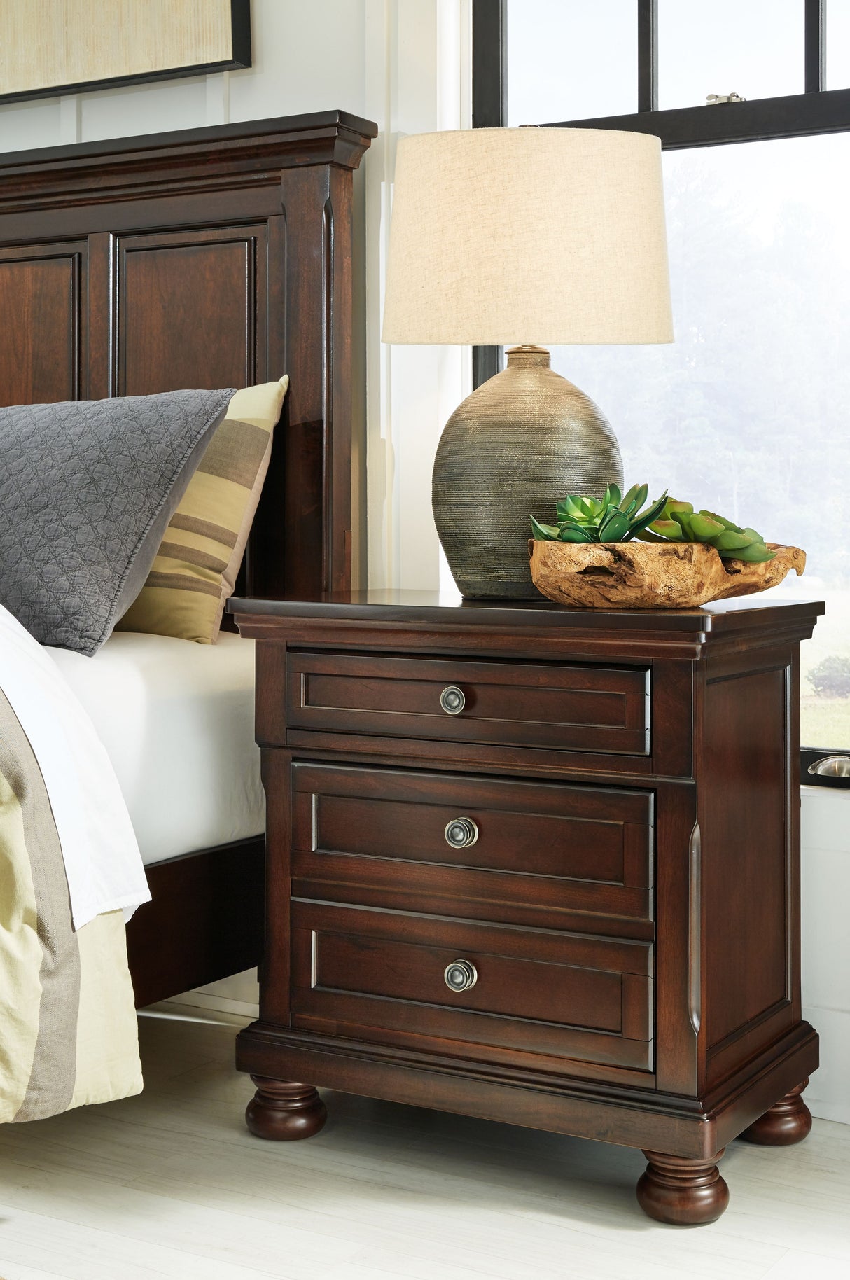 Porter - Dark Brown - Two Drawer Night Stand by Millennium® by Ashley | Bel Furniture