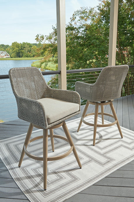 Seton Creek - Barstool With Cushion (Set of 2) - Beige / Gray - view 5