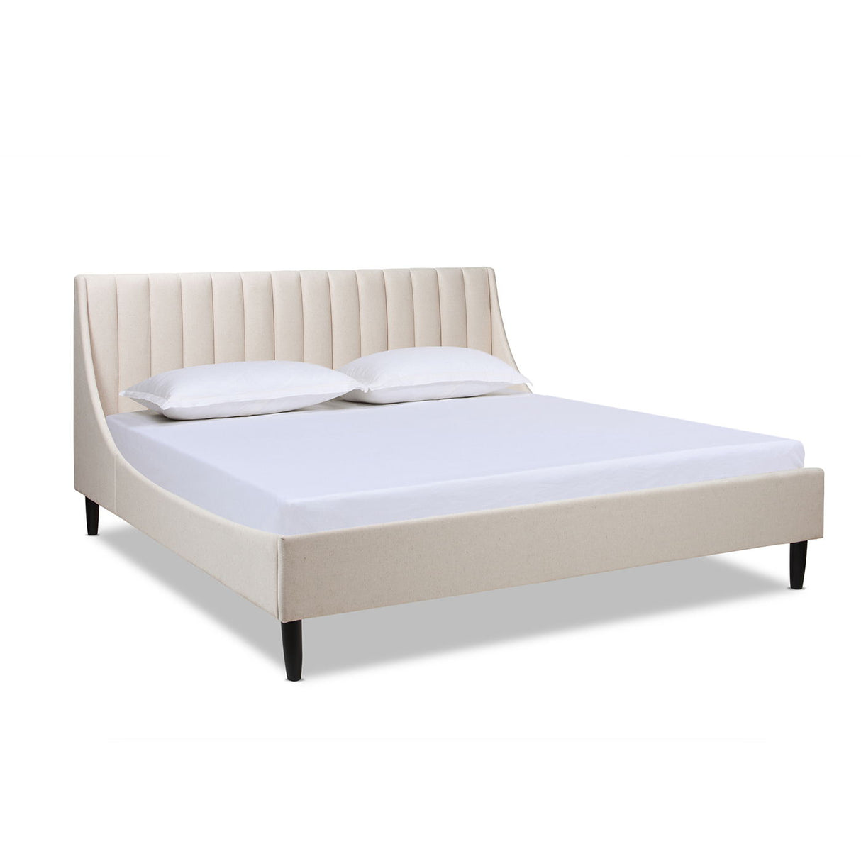 Aspen - King Vertical Tufted Headboard Platform Bed Set - Light Beige by Jennifer Taylor Home | Bel Furniture