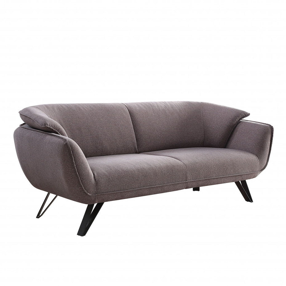 Linen Sofa With Black Legs - Gray