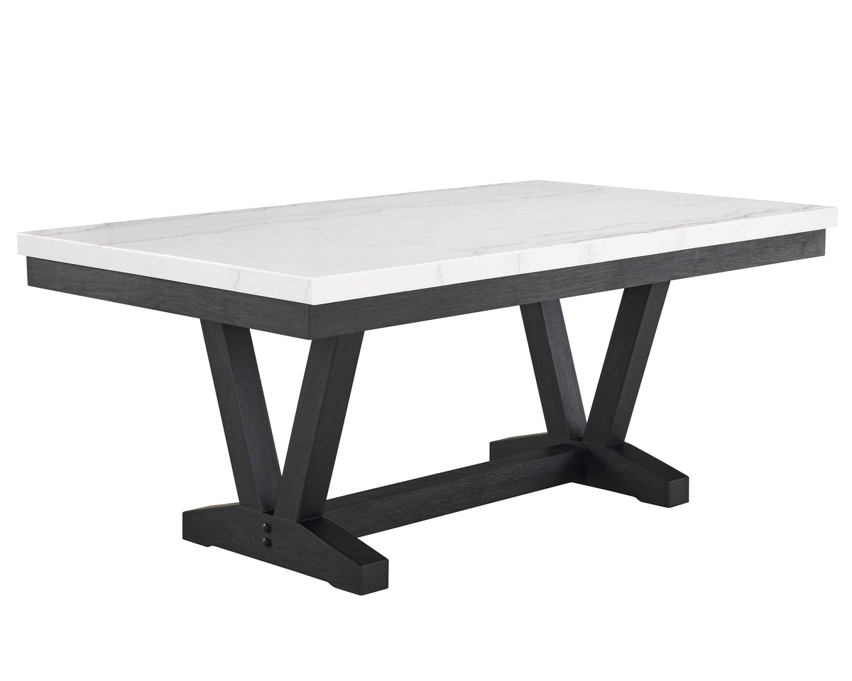 Varley - Genuine Marble Dining Table - Charcoal & White by Crown Mark | Bel Furniture
