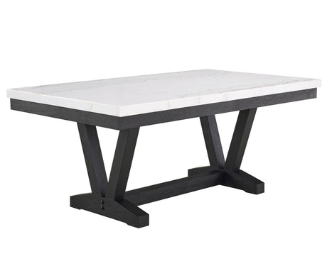 Varley - Genuine Marble Dining Table - Charcoal & White by Crown Mark | Bel Furniture