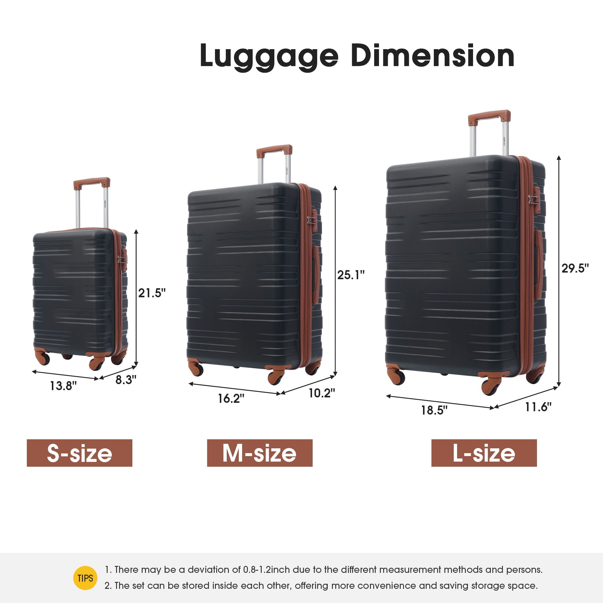 Hardshell Luggage Sets 3 Pieces Spinner Suitcase With Tsa Lock Lightweight 20" 24" 28"