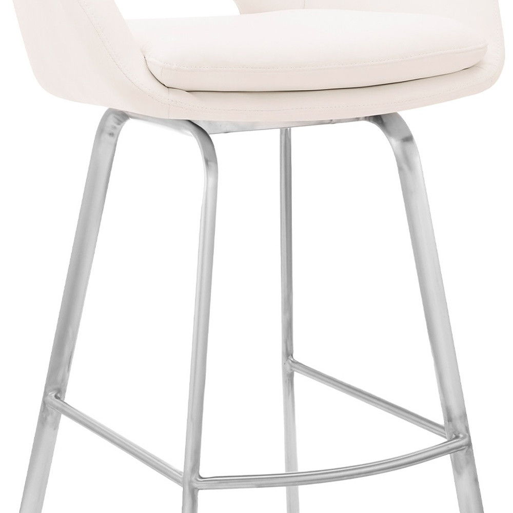 Swivel Low Back Counter Height, Bar Chair - White / Silver