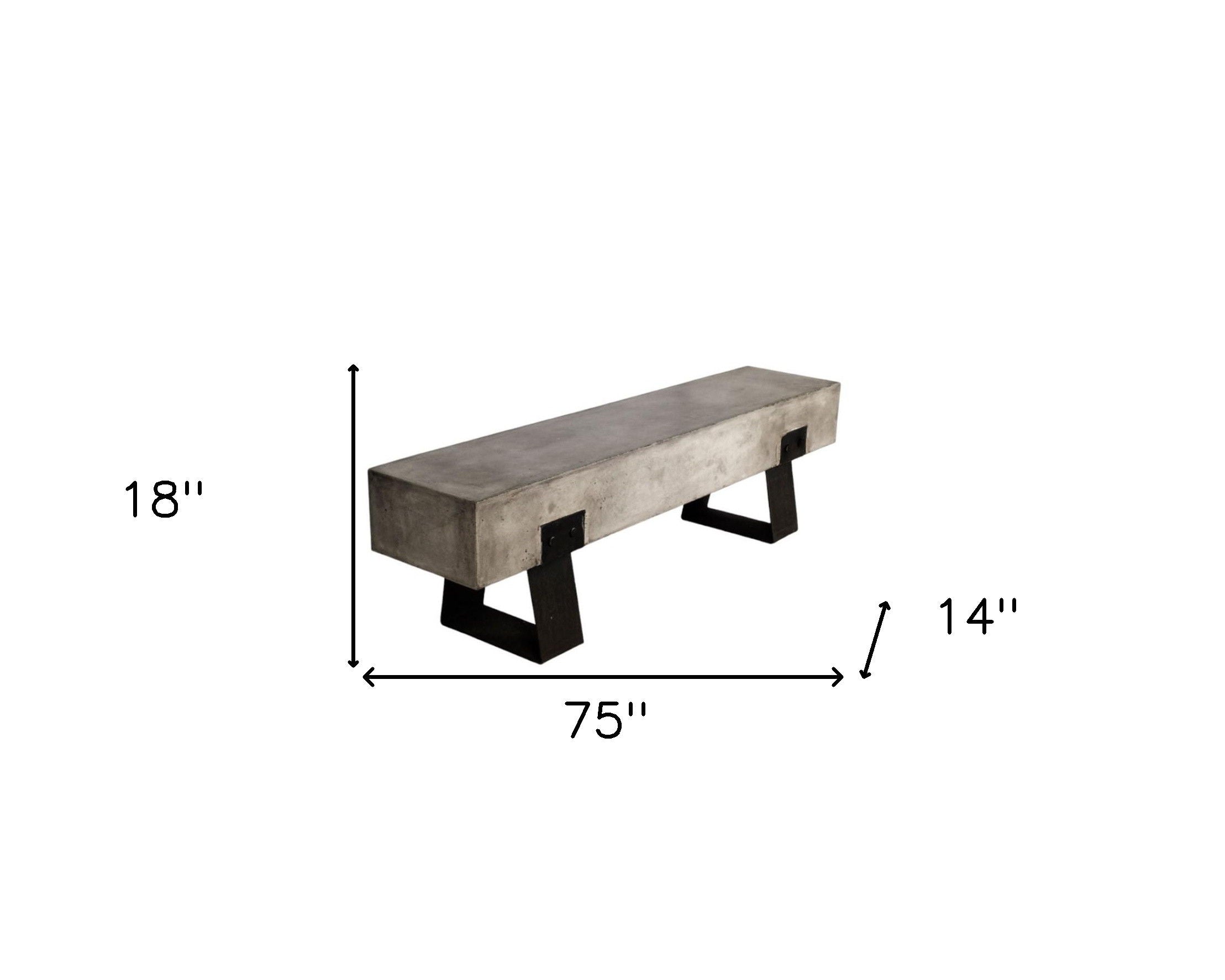 Metal And Concrete Indoor Outdoor Bench - Gray / Black