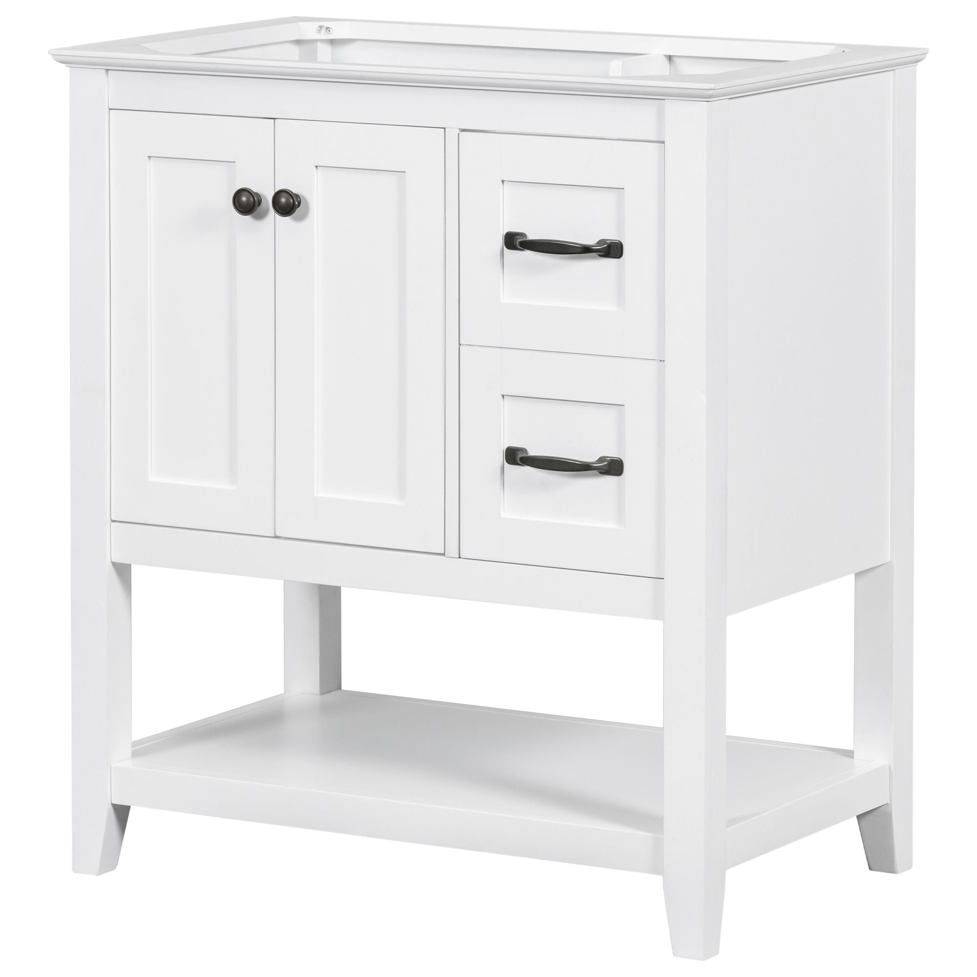 Bathroom Vanity Without Sink Top, Cabinet Base Only, Vanity With Multi-Functional Drawer - White