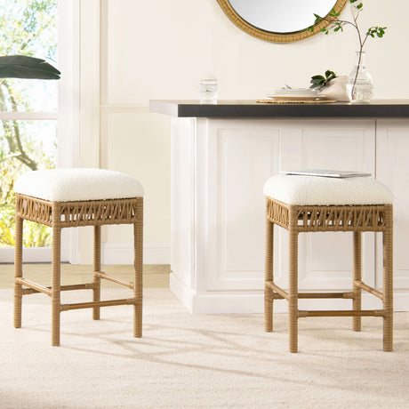 Lucia - Backless Upholstered Counter Stool With Frame - Ivory White by Jennifer Taylor Home | Bel Furniture