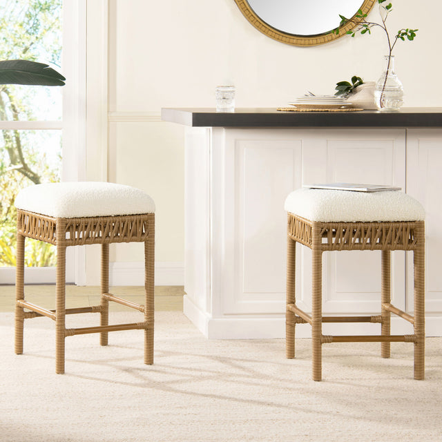 Lucia - Backless Upholstered Counter Stool With Frame - Ivory White by Jennifer Taylor Home | Bel Furniture