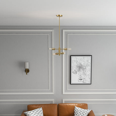 Trellis - 4 Lights Modern Gold Chandelier Vintage Pendant Fixture For Living Room - Clear / Gold - view 7