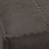 Sheffield - Square Pouf - Distressed Dark Brown by Simpli-Home | Bel Furniture