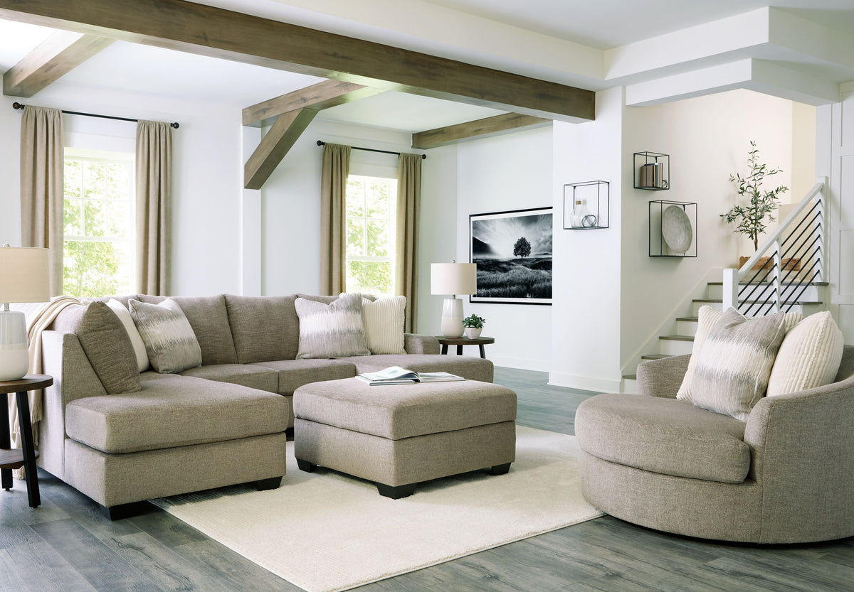 Creswell - Sectional Set Beige 4 Pc. Sectional, Accent Chair, Ottoman by Signature Design by Ashley® | Bel Furniture