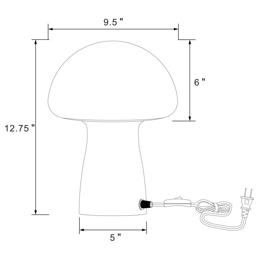Kanaby - Mushroom Shaped Glass Bedside Table Lamp - White by Coaster Fine Furniture | Bel Furniture
