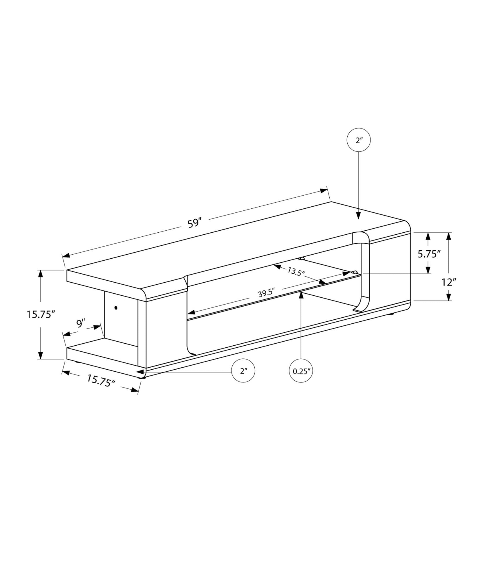 Clear Hollow Core Tempered Glass TV Stand - White