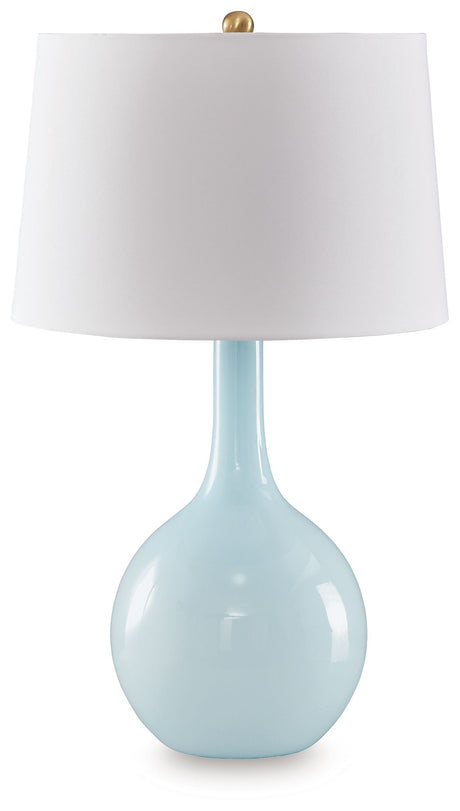 Rylanton - Aqua - Glass Table Lamp by Signature Design by Ashley® | Bel Furniture