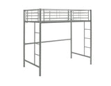 Modern Industrial Twin Over Loft Metal Bunk Bed Frame With Integrated Guardrails - Silver by Walker Edison | Bel Furniture