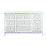 Adalid - Dresser With LED Light And Glittered Drawer Fronts - White